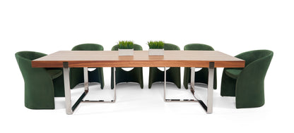 Modrest Pauline- Modern Walnut and Stainless Steel Dining Table