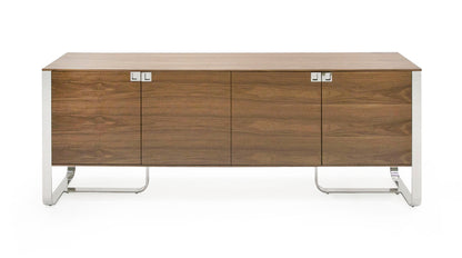 Modrest Pauline- Modern Walnut and Stainless Steel Sideboard Buffet