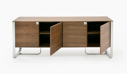 Modrest Pauline- Modern Walnut and Stainless Steel Sideboard Buffet