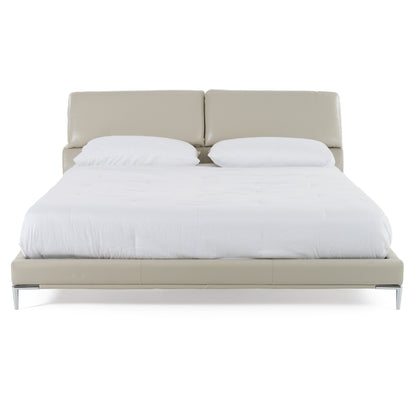 Modrest Pearson Modern Light Grey Leather Bed