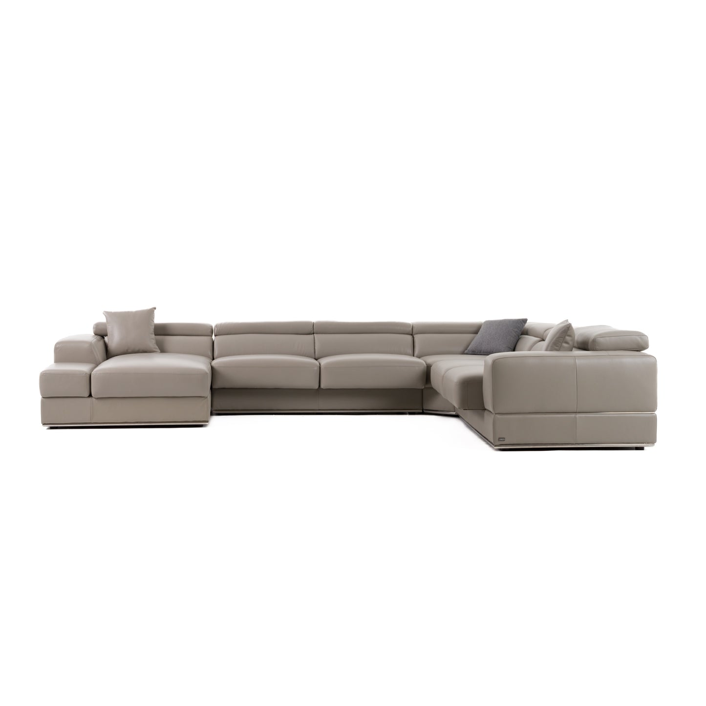 Divani Casa Pella Modern Grey Italian Leather U Shaped Sectional Sofa