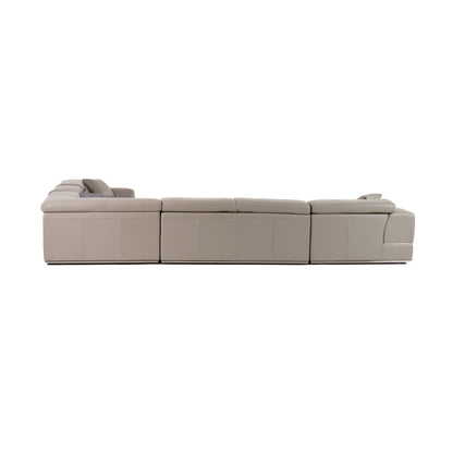 Divani Casa Pella Modern Grey Italian Leather U Shaped Sectional Sofa