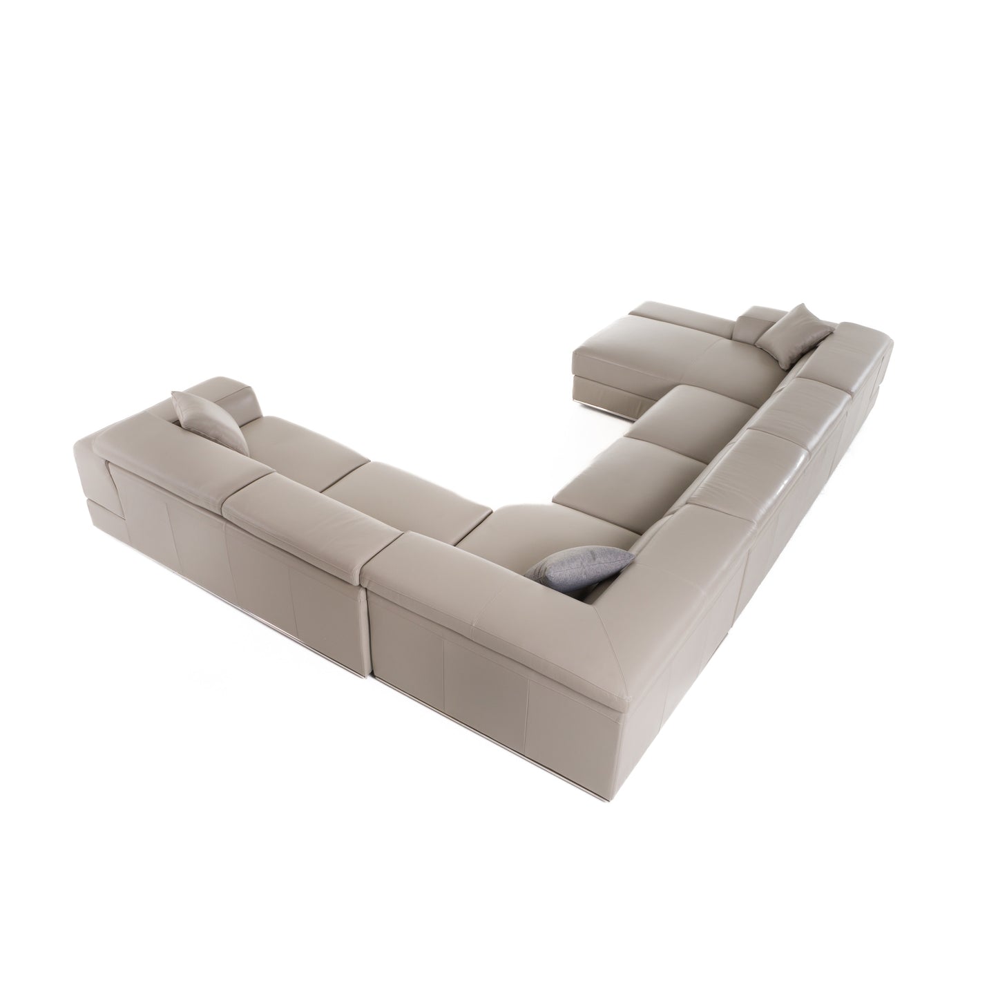 Divani Casa Pella Modern Grey Italian Leather U Shaped Sectional Sofa