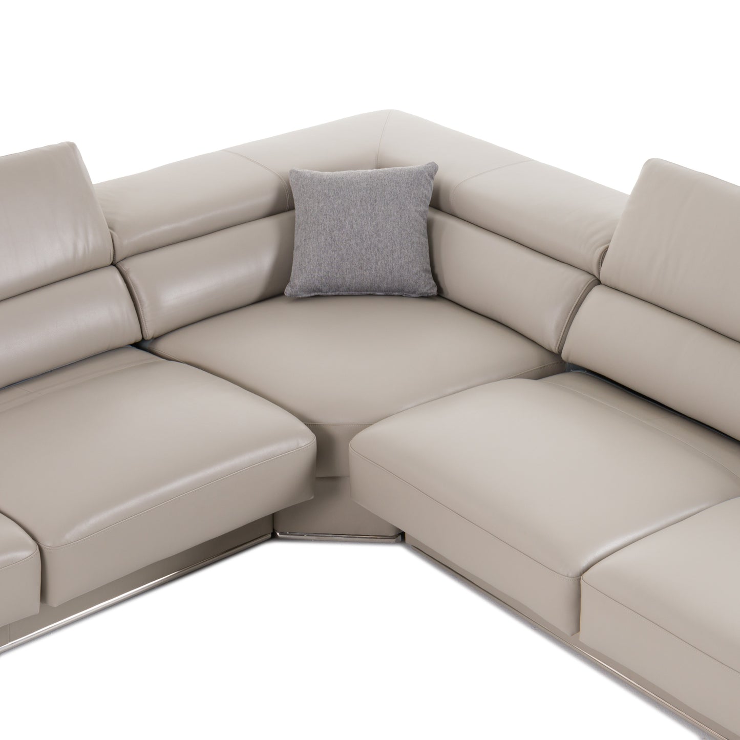 Divani Casa Pella Modern Grey Italian Leather U Shaped Sectional Sofa