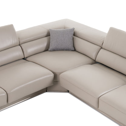 Divani Casa Pella Modern Grey Italian Leather U Shaped Sectional Sofa
