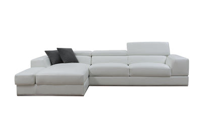 Divani Casa Pella Mini Modern White Leather Left Facing Sectional Sofa