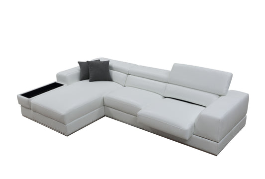 Divani Casa Pella Mini Modern White Leather Left Facing Sectional Sofa