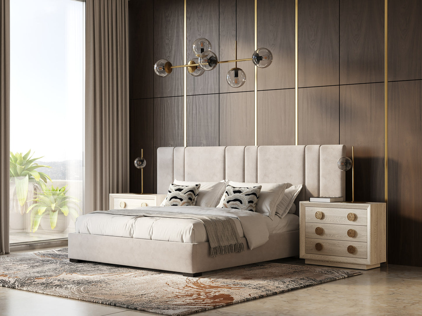 Modrest Penelope Modern Grey Velvet Bed