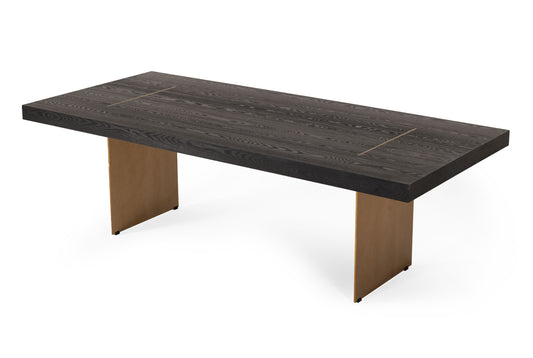 Modrest Perret Large Glam Black Ash Brushed Brass Dining Table
