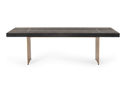 Modrest Perret Large Glam Black Ash Brushed Brass Dining Table