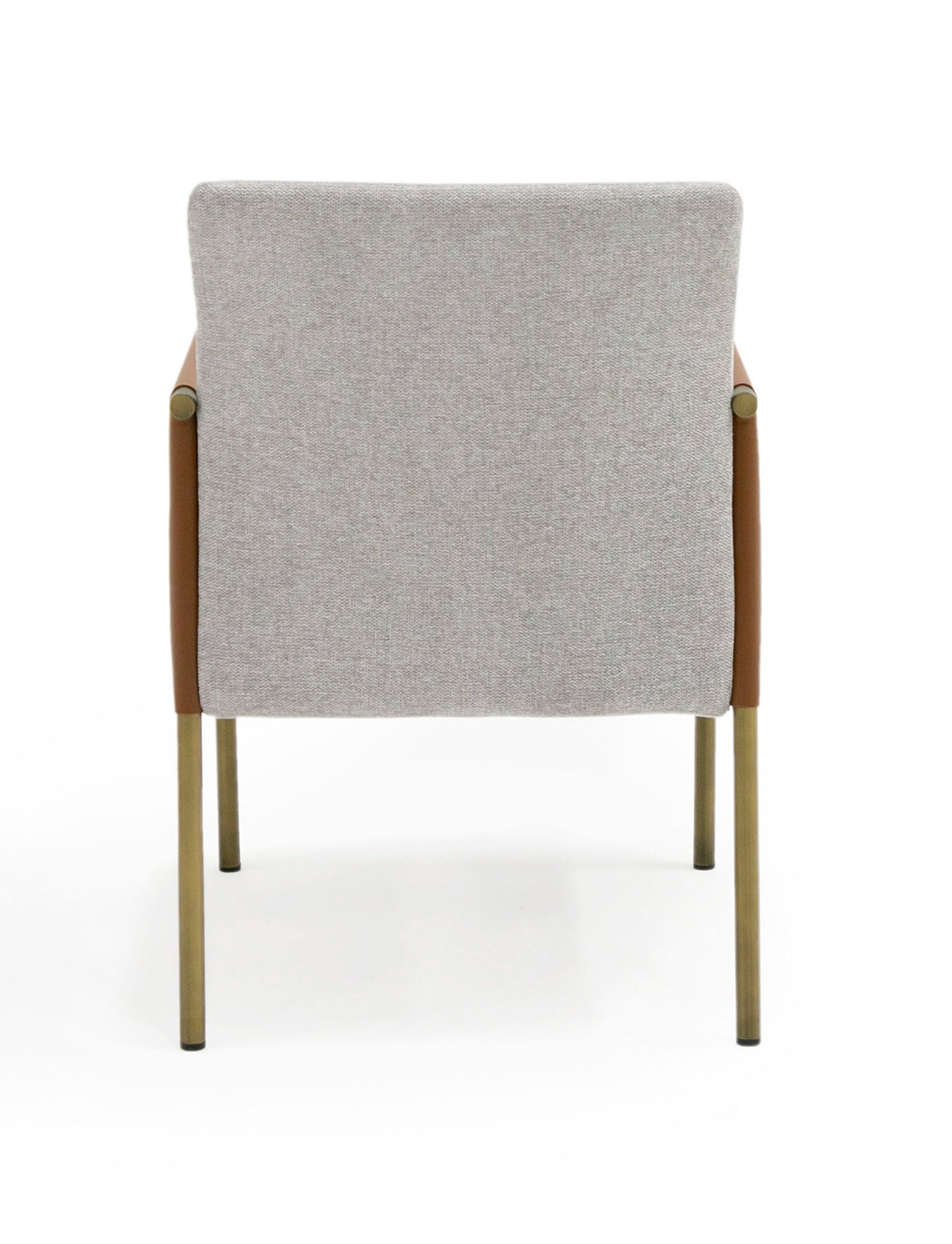 Modrest Pettit Modern Light Grey/ Camel and Brass Arm Dining Chair