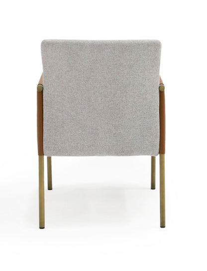 Modrest Pettit Modern Light Grey/ Camel and Brass Arm Dining Chair