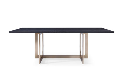Modrest Pike Modern Black Ash and Brass Dining Table