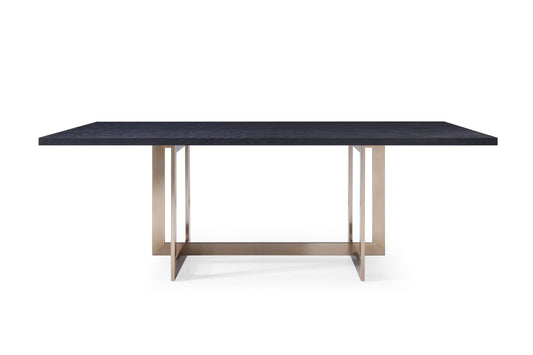 Modrest Pike Modern Black Ash and Brass Dining Table