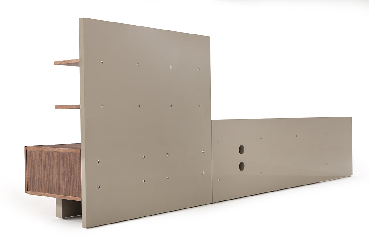 Nova Domus Pompeii Contemporary Grey and Walnut Entertainment Center