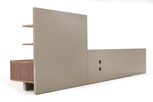 Nova Domus Pompeii Contemporary Grey and Walnut Entertainment Center