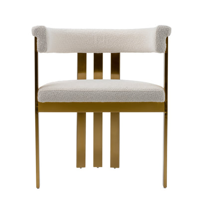 Modrest Pontiac Modern Beige Sherpa Gold Dining Chair