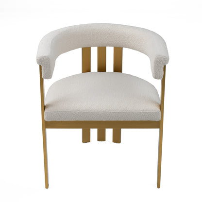 Modrest Pontiac Modern Beige Sherpa Gold Dining Chair