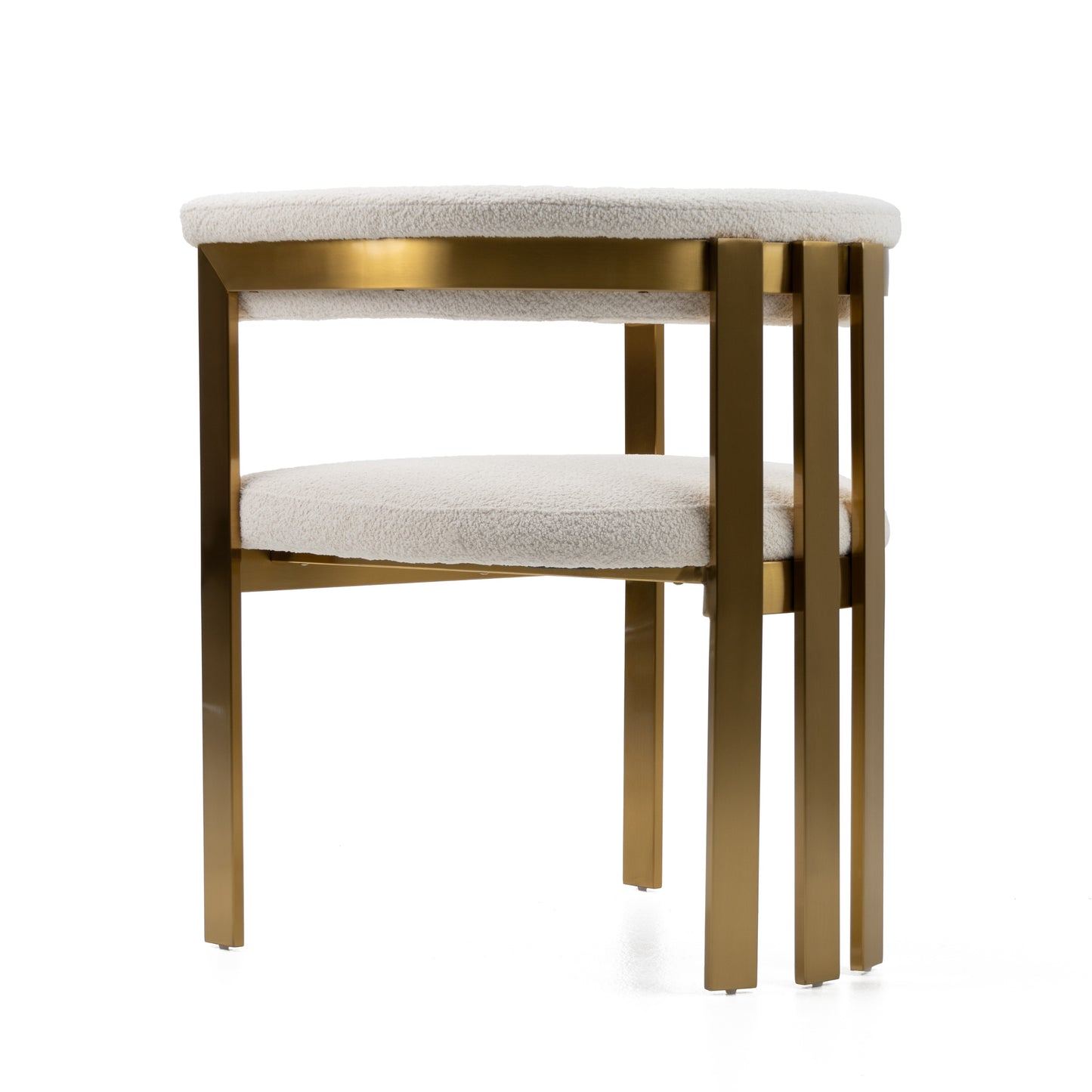 Modrest Pontiac Modern Beige Sherpa Gold Dining Chair