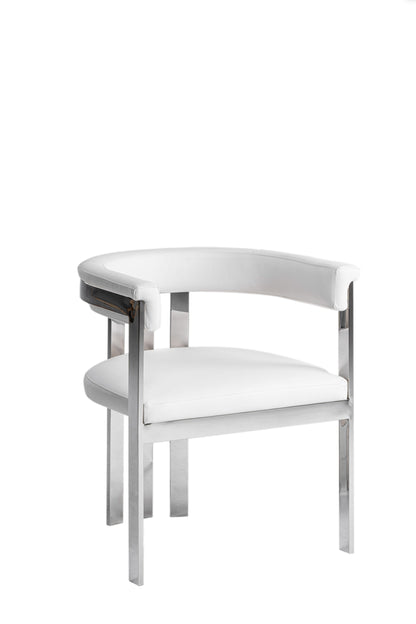 Modrest Pontiac Modern White Vegan Leather Stainless Steel Dining Chair