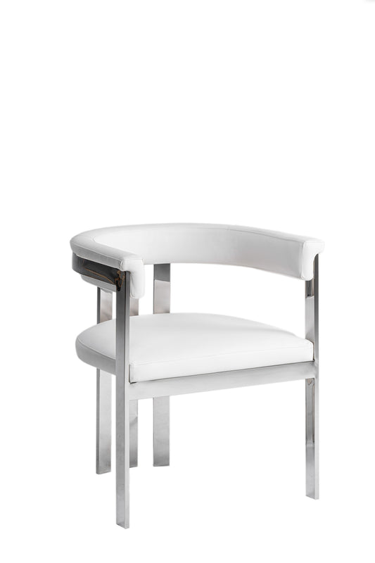 Modrest Pontiac Modern White Vegan Leather Stainless Steel Dining Chair