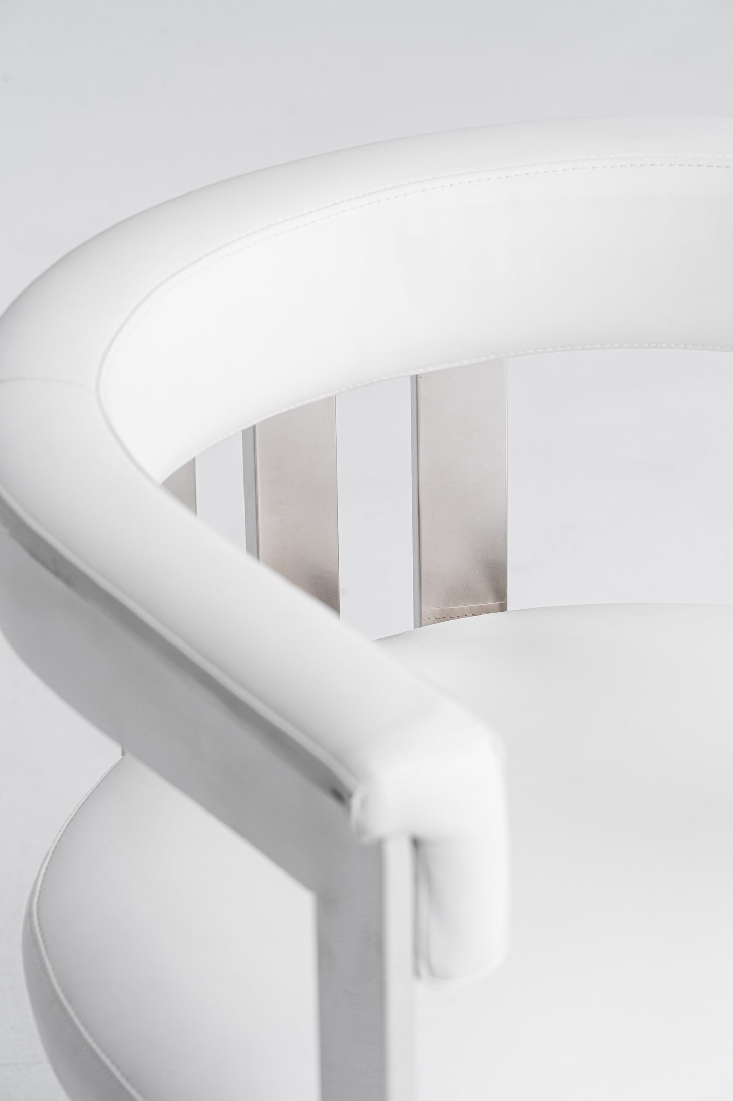 Modrest Pontiac Modern White Vegan Leather Stainless Steel Dining Chair