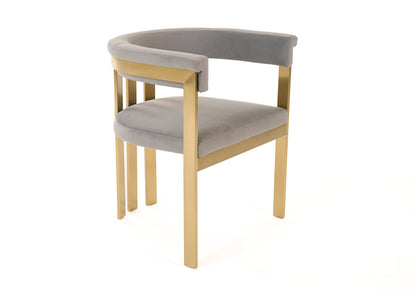 Modrest Pontiac Modern Grey Velvet Champagne Gold Dining Chair
