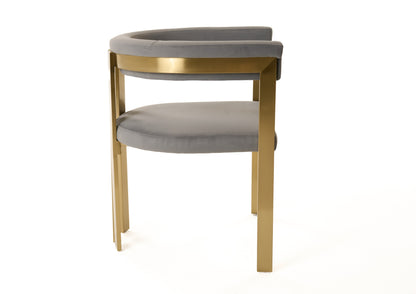 Modrest Pontiac Modern Grey Velvet Champagne Gold Dining Chair