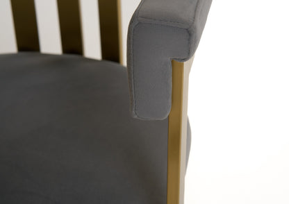 Modrest Pontiac Modern Grey Velvet Champagne Gold Dining Chair