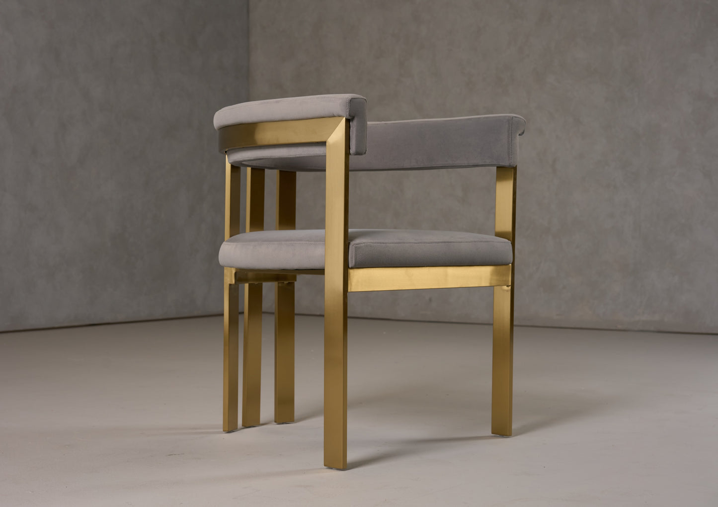 Modrest Pontiac Modern Grey Velvet Champagne Gold Dining Chair