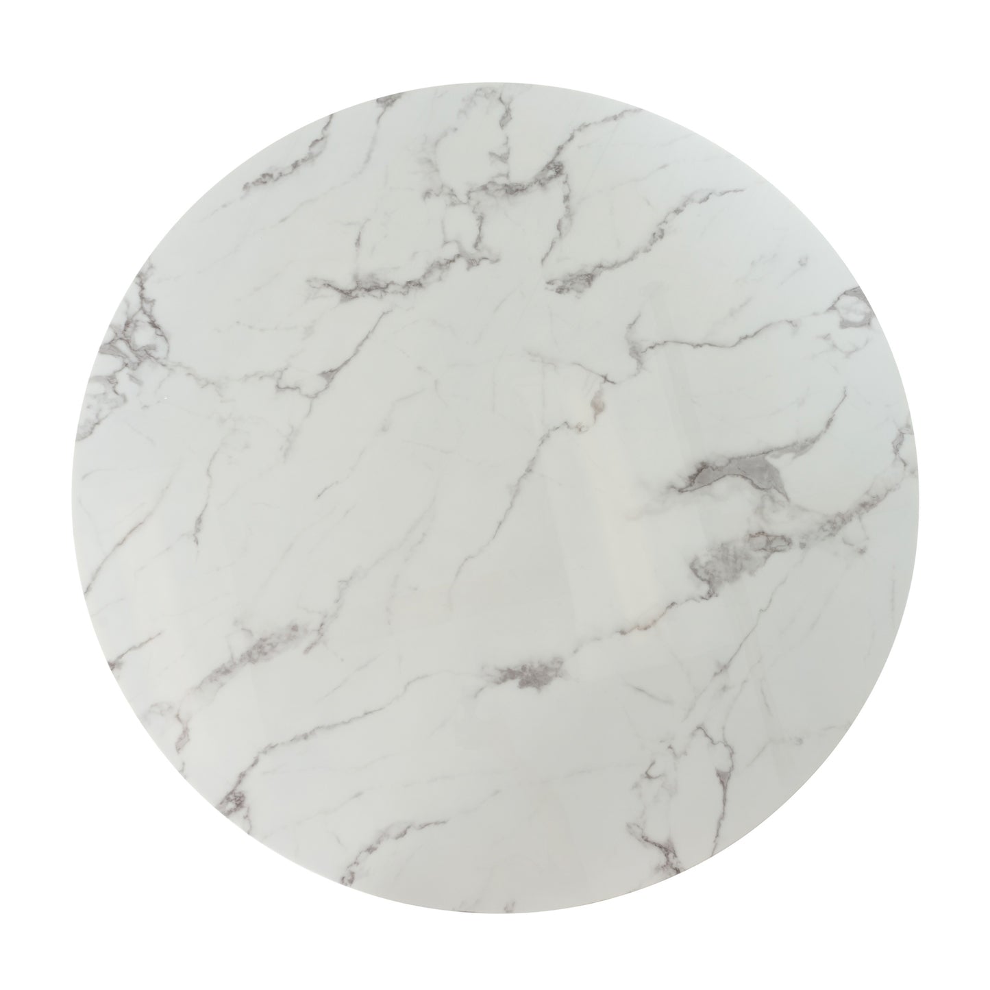 Modrest Potter White Marble and Gold Stainless Steel Round Dining Table