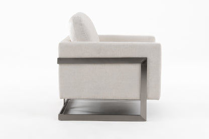 Modrest Prince Contemporary Off White Fabric and Silver Accent Chair