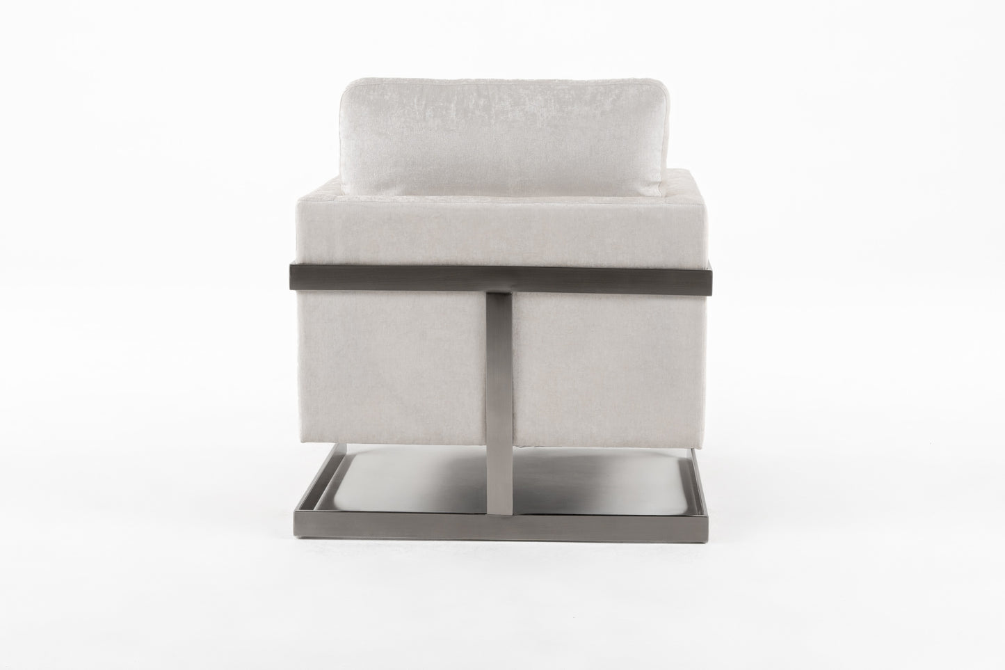 Modrest Prince Contemporary Off White Fabric and Silver Accent Chair