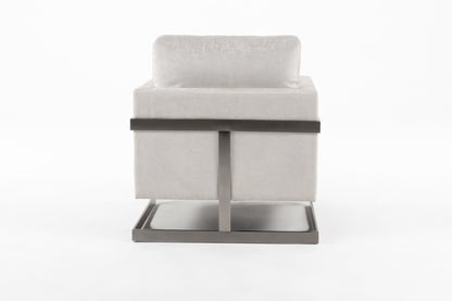 Modrest Prince Contemporary Off White Fabric and Silver Accent Chair