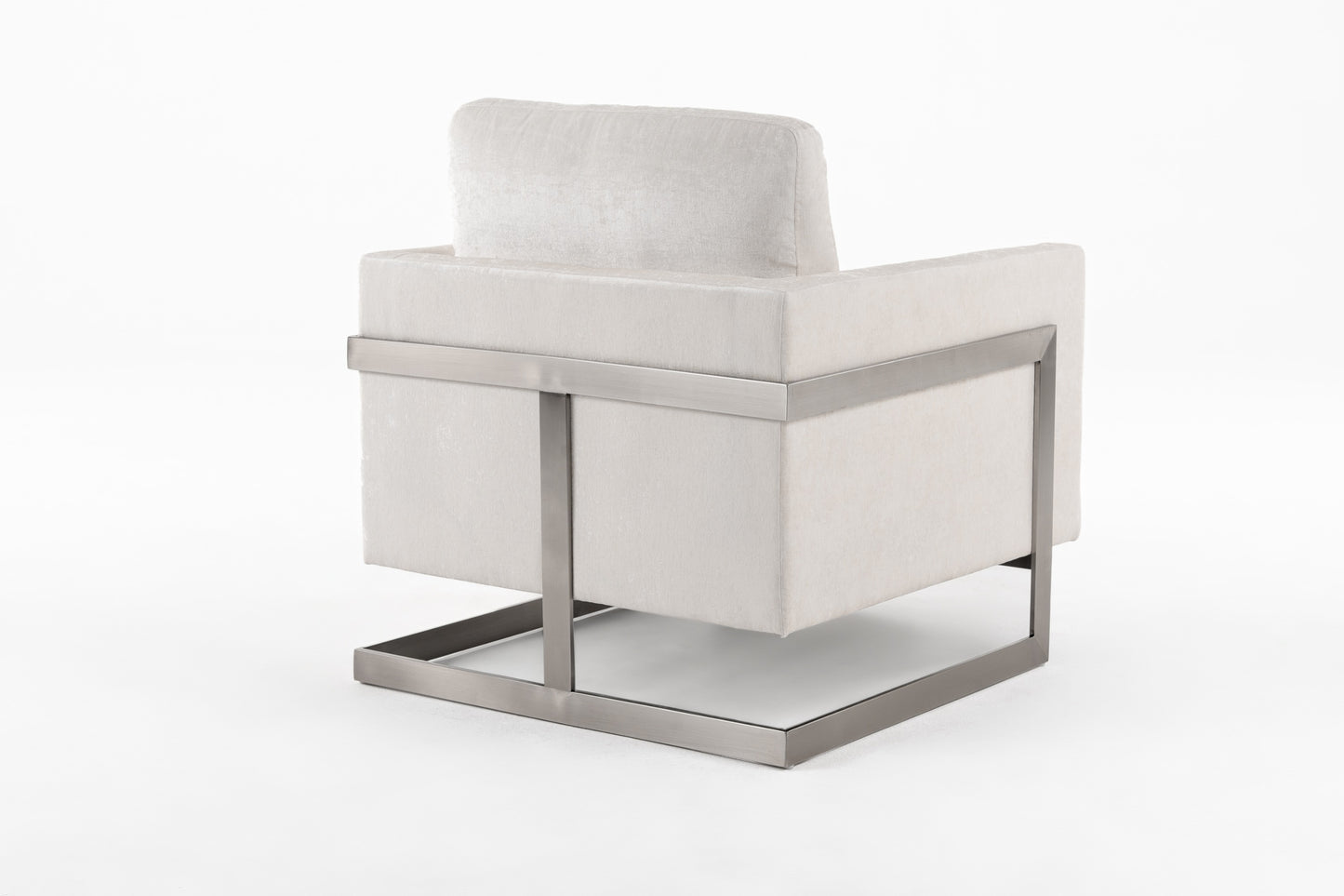 Modrest Prince Contemporary Off White Fabric and Silver Accent Chair