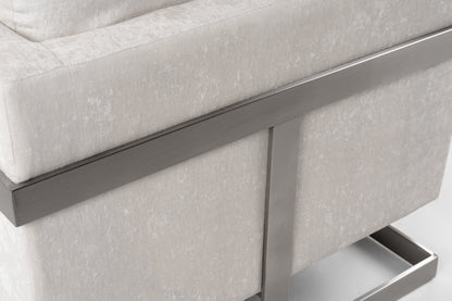 Modrest Prince Contemporary Off White Fabric and Silver Accent Chair