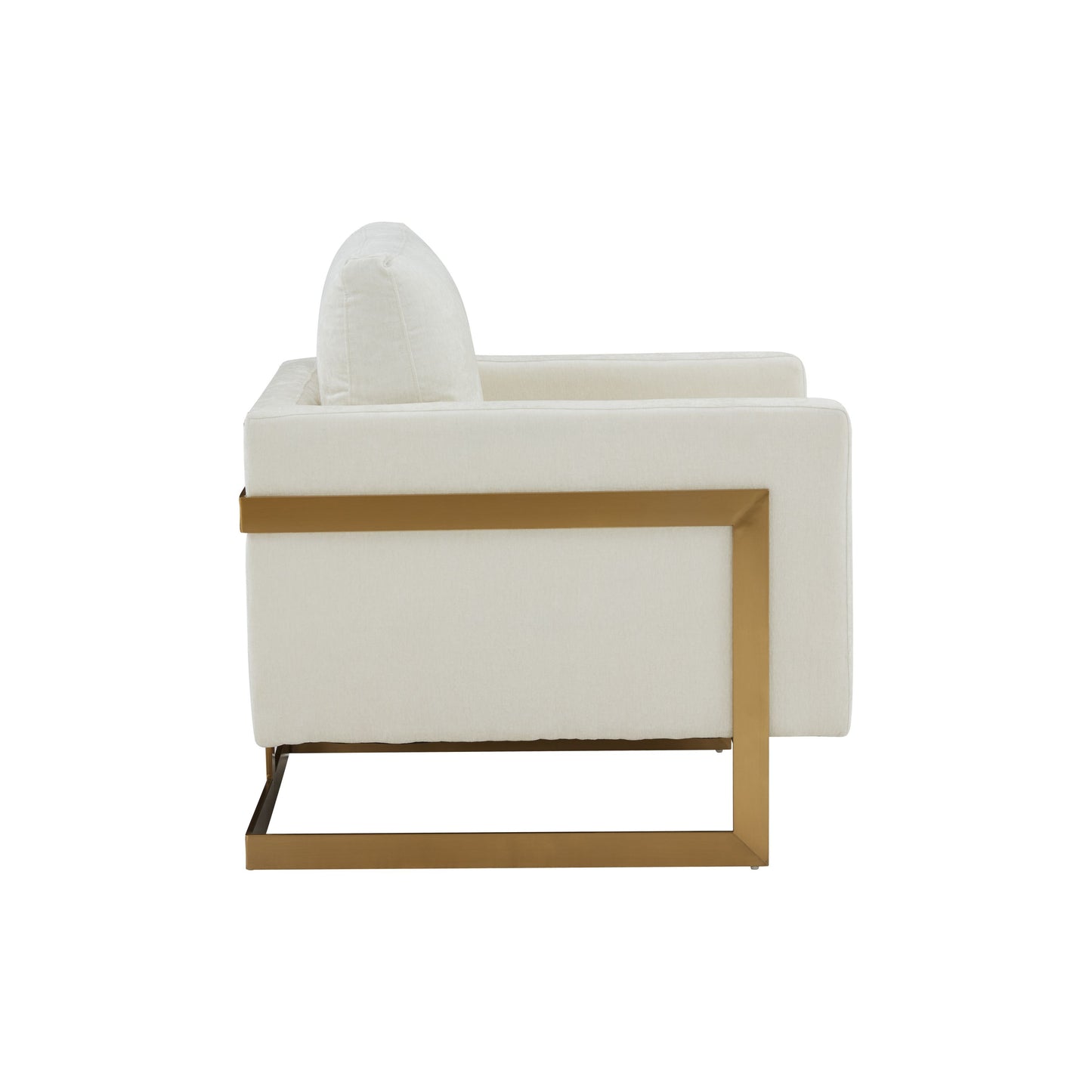 Modrest Prince Contemporary Cream Gold Fabric Accent Chair