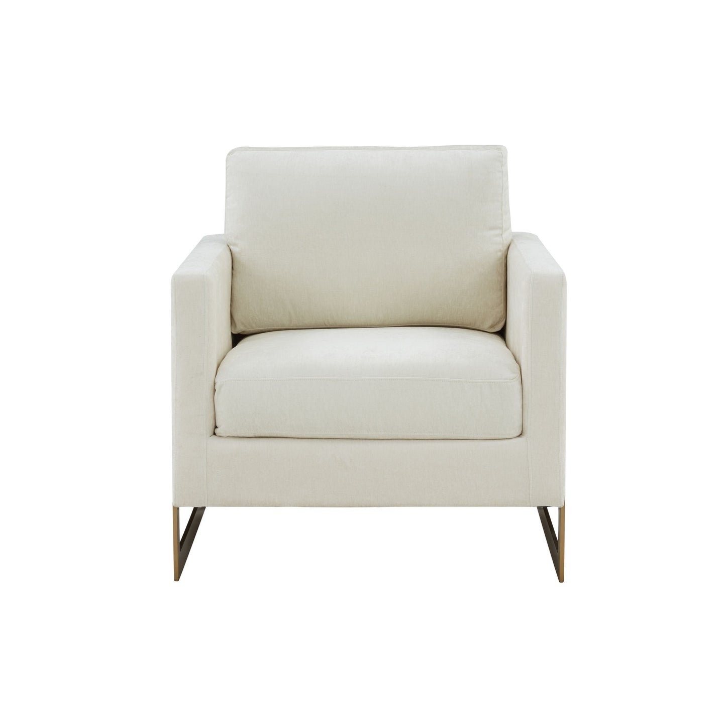 Modrest Prince Contemporary Cream Gold Fabric Accent Chair