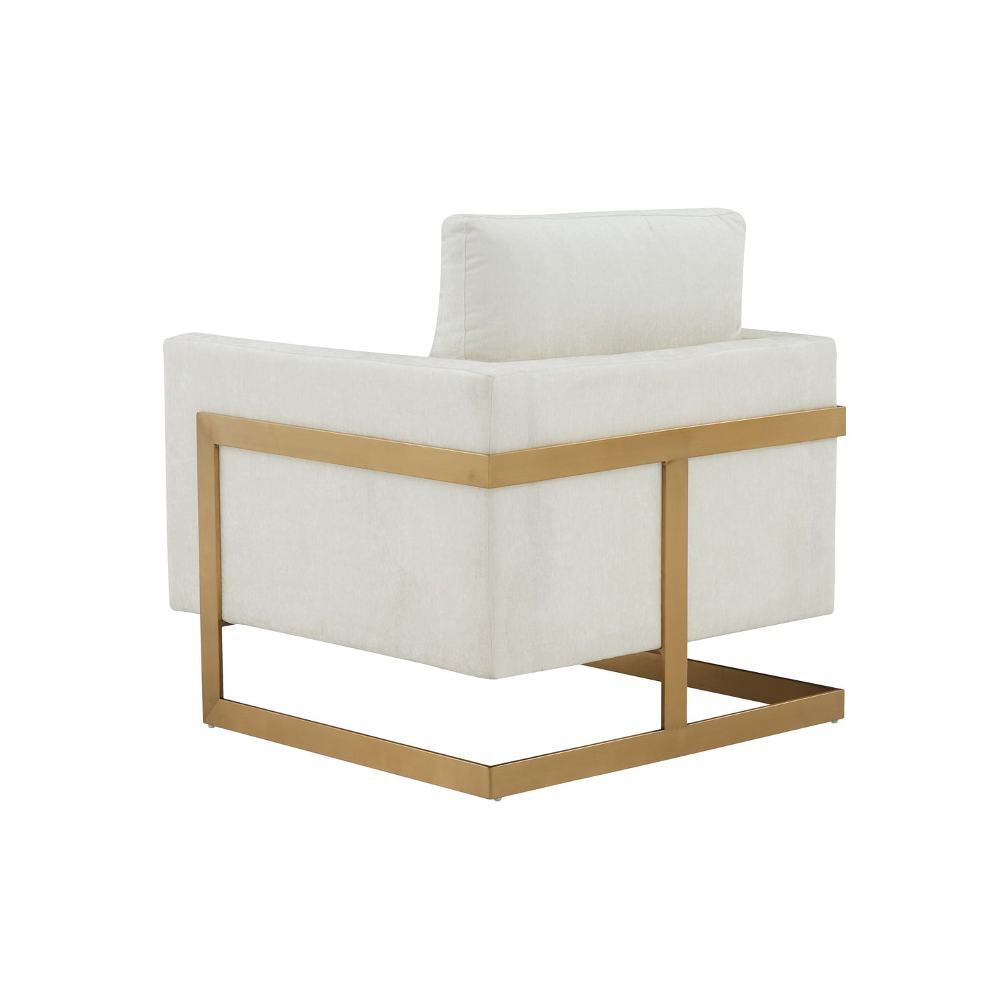 Modrest Prince Contemporary Cream Gold Fabric Accent Chair