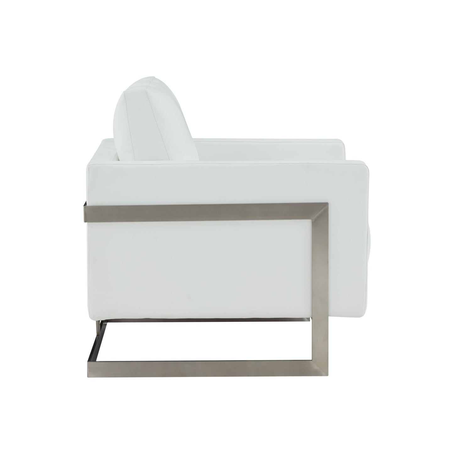 Modrest Prince Contemporary White Silver Vegan Leather Accent Chair