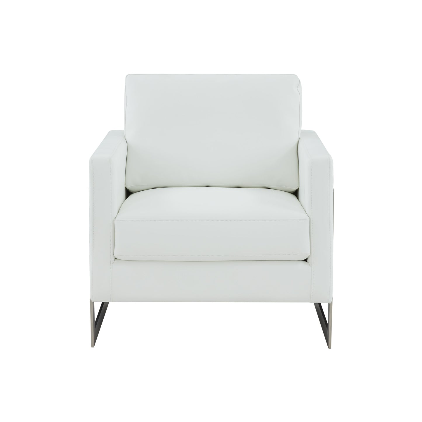 Modrest Prince Contemporary White Silver Vegan Leather Accent Chair
