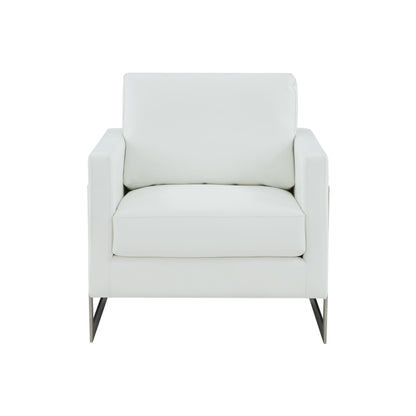 Modrest Prince Contemporary White Silver Vegan Leather Accent Chair