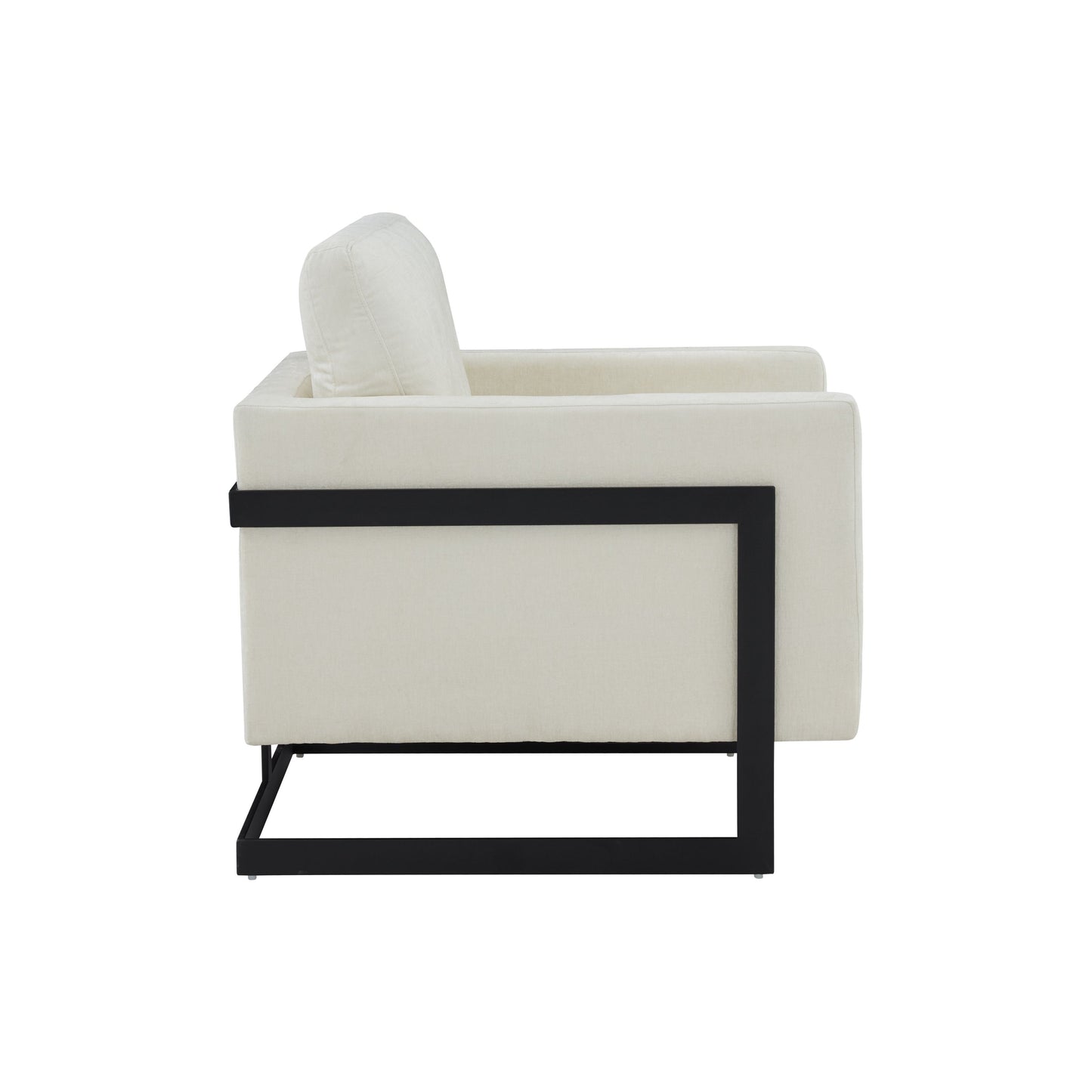 Modrest Prince Contemporary Cream Black Fabric Accent Chair