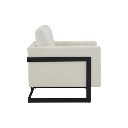 Modrest Prince Contemporary Cream Black Fabric Accent Chair