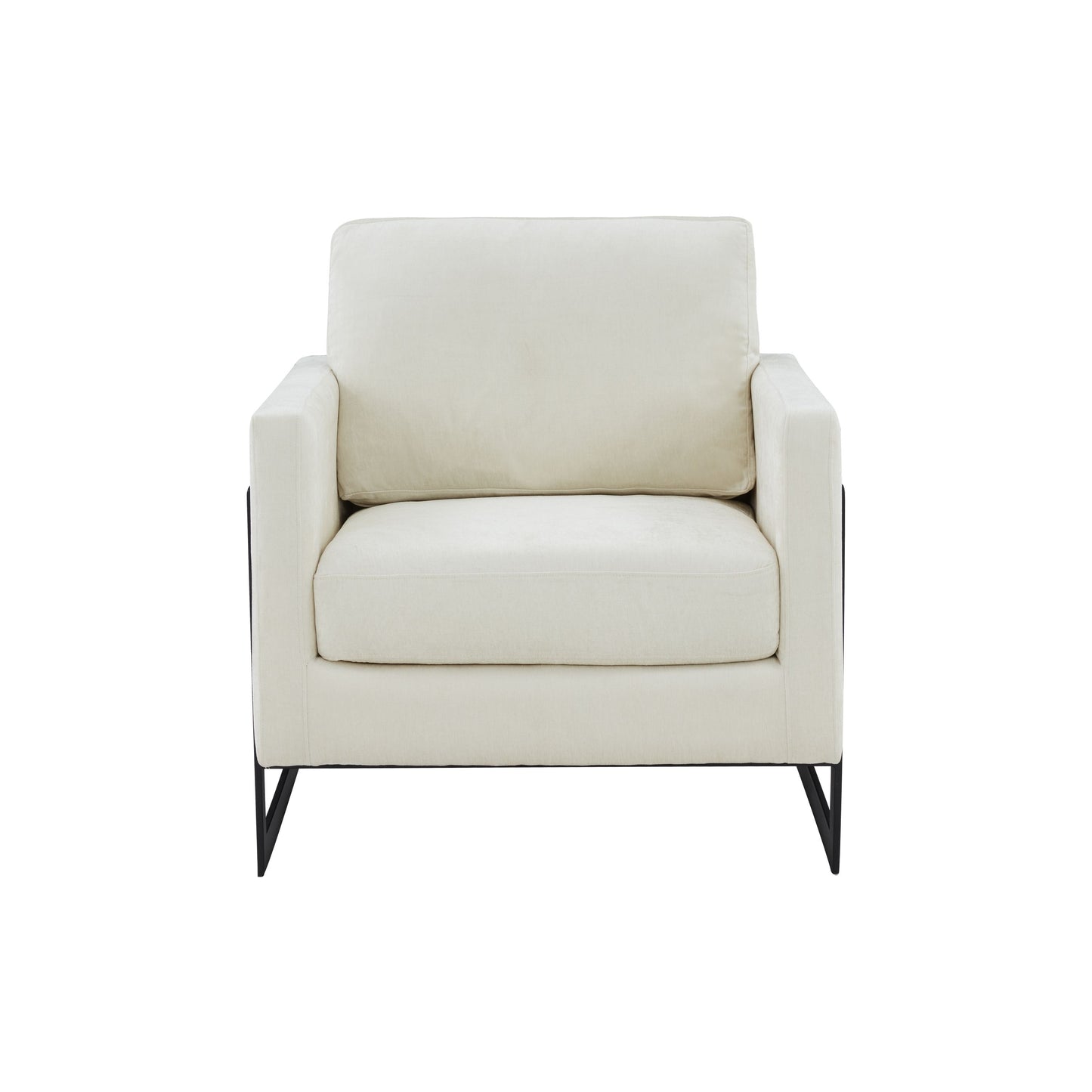 Modrest Prince Contemporary Cream Black Fabric Accent Chair