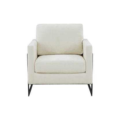 Modrest Prince Contemporary Cream Black Fabric Accent Chair