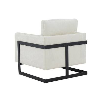 Modrest Prince Contemporary Cream Black Fabric Accent Chair