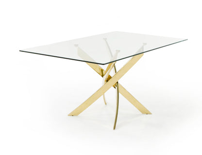Modrest Pyrite Modern Glass and Gold Dining Table