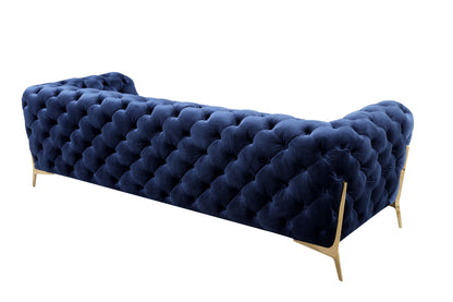 Divani Casa Quincey Transitional Blue Velvet Sofa