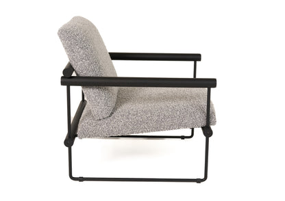 Modrest Ravina Modern Grey Fabric Black Accent Chair
